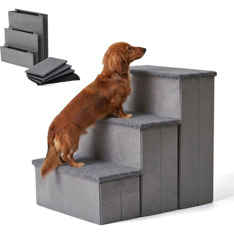 Zusammenklappbare Hundetreppe mit Aufbewahrungsmöglichkeit, mittelgroß, grau (1/5)