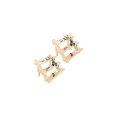 Set aus 2 Holz-Präsentationsständern, 3-stufig, 39 x 30 x 24 cm, Parfümregale aus Holz mit Rillen, abnehmbarer Parfümständer für Kunsthandwerk, Figuren und Schmuck (1/5)