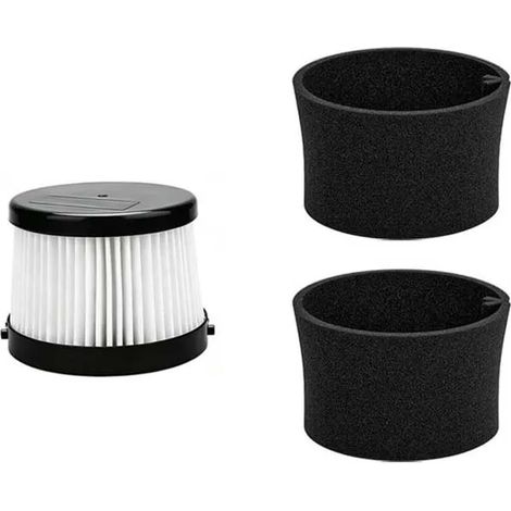 (Lot de 3 - Sans prise) Lot de 3 filtres HEPA et manchons en mousse de rechange compatibles avec l'aspirateur à main sans fil DEWALT DCV5011H et DCV501HB 20 V (1/4)