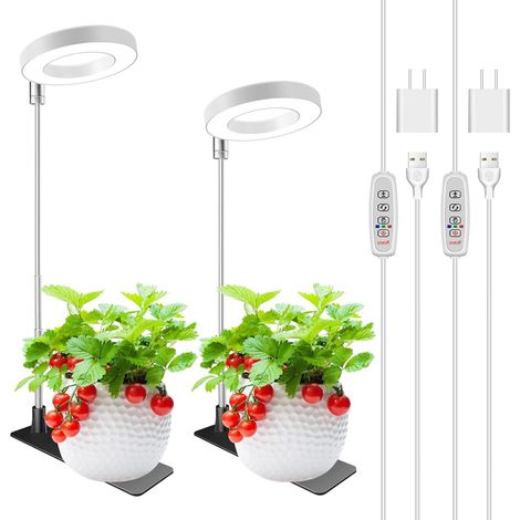 Weißes Pflanzenwachstumslicht mit 16–65 cm Teleskopstange 2 mit Netzteil Warmweißes Licht Timereinstellung (1/5)