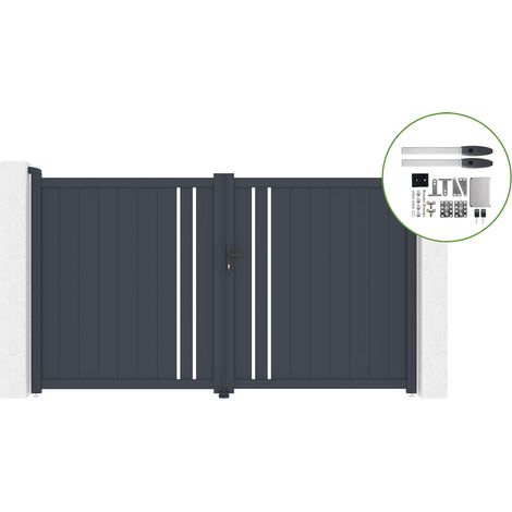 Portail battant 3m GIONA H.180cm alu + motorisation HICKER B200 (1/4)