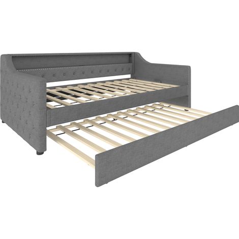 CAIziLit de jour 90x200 canapé-lit LED USB, lit gigogne, sans matelas (1/5)