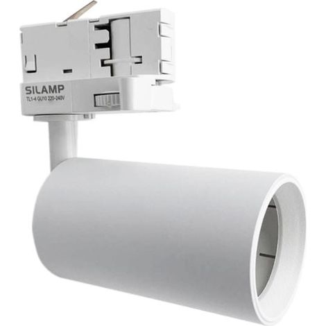 Silamp – Spot LED sur rail 80° blanc pour ampoule GU10 – Pivote jusqu'à 300° – Métal élégant – Éclairage directionnel précis