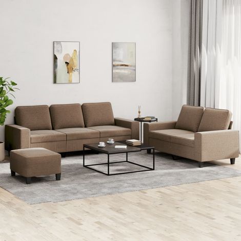 3-tlg. Sofagarnitur Braun Stoff vidaXL (1/5)