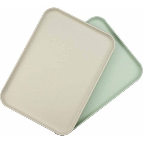 2-teiliges rechteckiges Tablettset, rutschfestes PP, 30,5 x 22 cm, für Küche, Restaurant, Café (1/5)