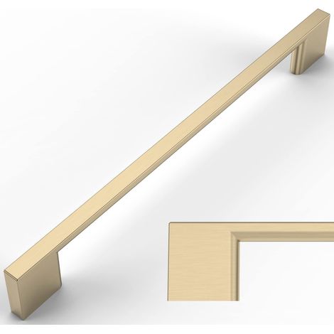 6 Pièces Poignee de Meuble Cuisine Laiton brossé 192mm Alliage de zinc Or Poignées Meubles avec Vis, pour Bureaux, Tiroirs, Armoires, Placard (1/5)