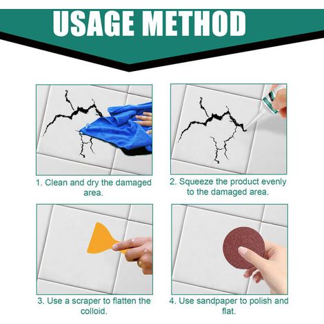 Joint pour carrelage 100ml – Pâte prête à l'emploi imperméable – Séchage rapide – Livré avec spatule et papier abrasif