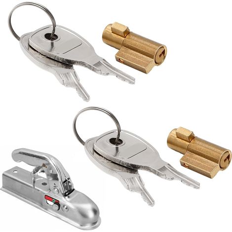 Cadenas Remorque, 2Pièces Anti Vol Remorque, Antivol Remorque, Antivol Remorque Attelée, Antivol de Remorque, Antivol Remorque Attelée Et Non Attelée, Serrure D'Attelage de Remorque(Livré avec 4 clés) (1/5)