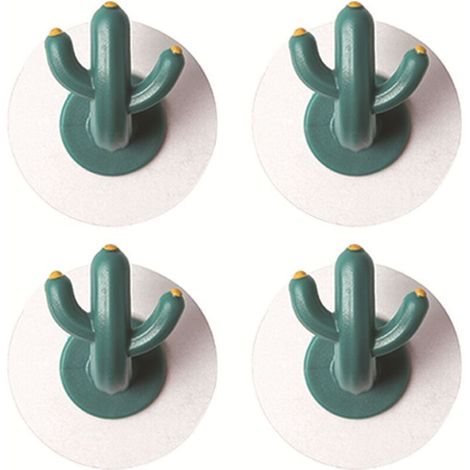 4 pcs Creative Cactus Crochets Mur Crochets Auto-Adhésif Crochets Décoration Mignon Mur Crochets Serviette Crochets Salle De Bains Cuisine Salon Poinon Gratuit (1/5)