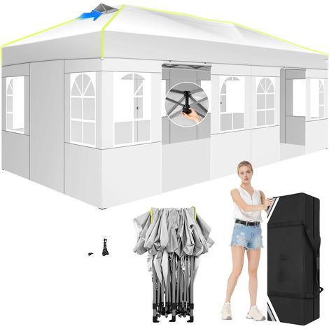 Carpa tipo marquesina, toldo comercial para jardín, resistente, impermeable, BLANCO (1/2)