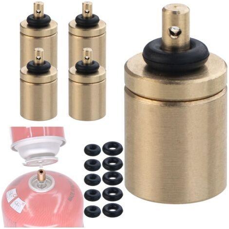 Adaptateur de recharge de réservoir, adaptateur de recharge de cartouche,Connecteurs de buse de valve de gonflage en laiton, 5 pièces - Accessoires de réchaud de Camping, adaptateur de cartouche de re (1/5)