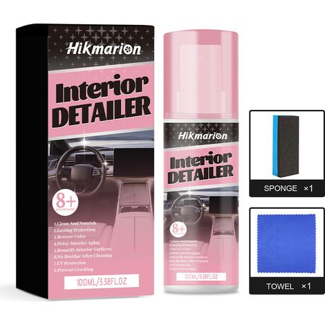 Auto-Innenraumpflege-Set – Reinigt und pflegt Leder-, Kunststoff- und Gummioberflächen – 100 ml + Tuch + Schwamm -- DE (1/5)
