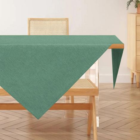 Nappe lavable 80x80cm aspect lin, imperméable, résistant aux rayures, vert