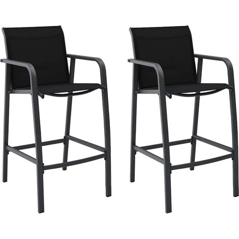 Sillas altas de jardín 2 unidades textilene negro vidaXL (1/5)