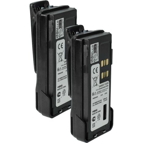 vhbw 2x Akku Ersatz für Motorola PMNN4406, PMNN4406BR, PMNN4409 für Funkgerät, Walkie Talkie (2600 mAh, 7,4 V, Li-Ion) + Gürtelclip