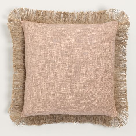 SKLUM Quadratisches Baumwollkissen (45x45 cm) Paraiba Rosa Haselnuss - Beige Leinen (1/5)