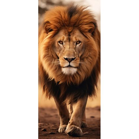 Tableau sur verre synthétique lion sauvage 65x145 cm - Impression sur Verre synthétique - Image HD imprimée sur Verre synthétique - Tableau mural décoratif - Fabriqué en France (1/4)
