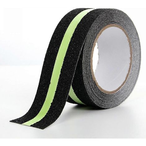 Ruban adhésif antidérapant lumineux nocturne pour escaliers, finition mate, type papier de verre, rouleau de 5 cm x 5 m, pour intérieur et extérieur. (1/5)
