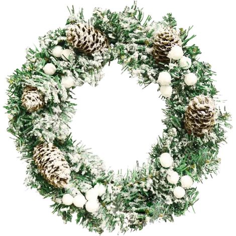 Guirlande De Noël - 30 Cm - En Plastique Et Tissu Peluche - Pour Porte Mur Ou Décoration Intérieure - 1 Pièce