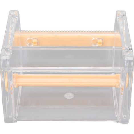 Dévidoir de ruban adhésif transparent multi-usages avec porte-rouleau visible, idéal pour la maison, le bureau ou l'école (orange). (1/5)