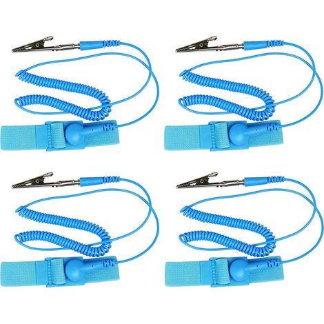 Kit di 4 braccialetti antistatici con cinturino, braccialetto antistatico ESD, braccialetto antistatico con scarica elettrostatica, cinturino di messa a terra, spina di messa a terra e morsetto a cocc (1/5)