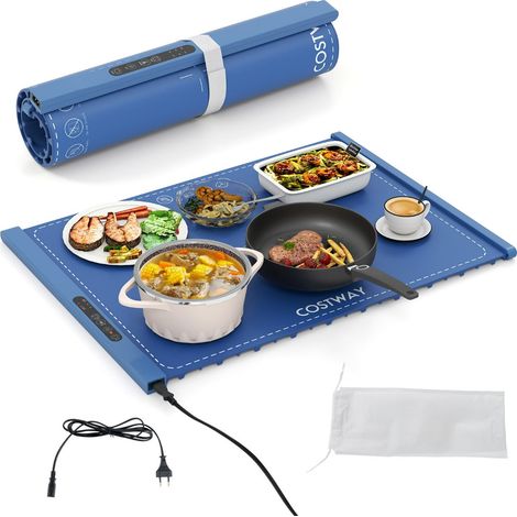 Tappetino riscaldante elettrico portatile per alimenti 60 x 44 x 2 cm riscaldamento rapido sicuro per i bambini silicone blu 200014202