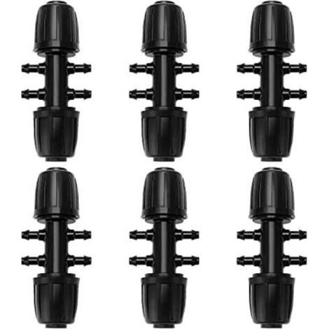 CSPARKV 10x2.7cm 6-Voies Raccord de Tuyau D'Irrigation, Connecteur d'Irrigation Goutte à Goutte à 6-Voies pour Jardin, Pelouse, Noir (1/5)