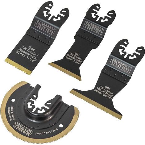 Faithfull 4-Piece Multi-Function Titanium Blade Set for Versatile Cutting and Crafting