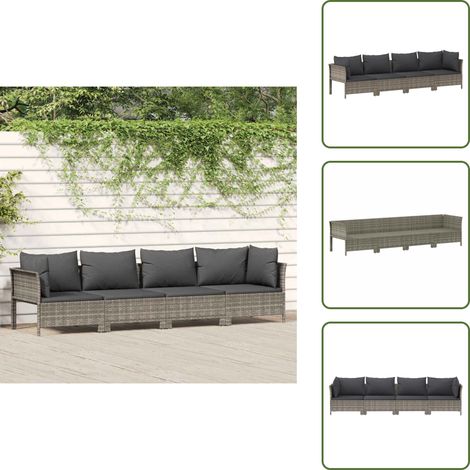 Salon de jardin 4 pcs avec coussins Gris Résine tressée - Salon De Jardin - Meuble De Jardin - Ensemble De Salon De Jardin - Résine Tressée - Mobilier Extérieur