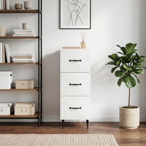vidaXL Mobile con Cassetti Bianco Lucido 33 x 34,5 x 89,5 cm (1/5)