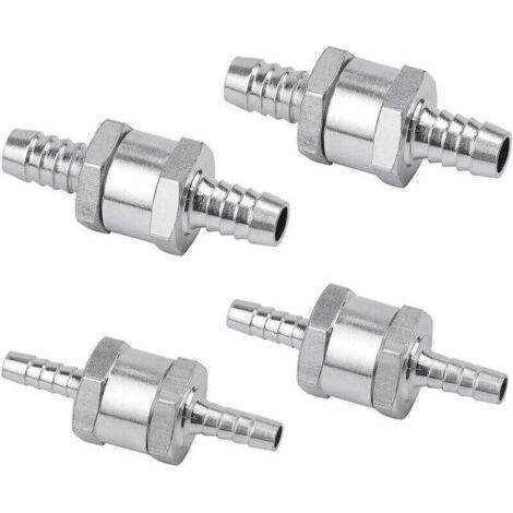 Set de 4 Clapet Anti-retour Gasoil 6/8/10/12mm, Valve à Carburant en Alliage d'aluminium avec Flèche pour pour Essence Diesel Voiture Bateau Moto