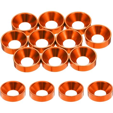 10 Pièces Rondelles à Tête Fraisée, Rondelles de Tasse M8 x 18 mm, Rondelle Fraisée, Rondelle Boulon En Aluminium Pour vis à tête, tige filetée, Accessoires Mécaniques, Orange (1/5)