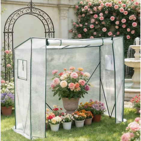 Serra da giardino con ripiani PE acciaio 200 cm OKMYHOME (1/5)
