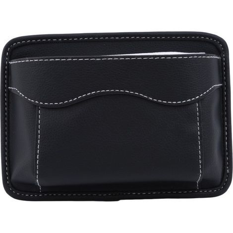 Organizador lateral para asiento de coche, mini organizador de cuero, bolsa de almacenamiento lateral para coches, para organizar documentos, archivos, teléfono, llaves, monedas (negro) (1/5)