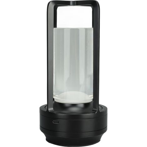 Kabellose Tischleuchte, 3 Farben, dimmbar, LED, wiederaufladbar, Touchscreen, schwarz (1/5)