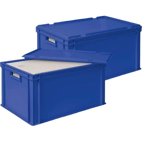 BRB Set, 2x 31,6 Liter Thermobox aus EPS in Eurobox 600x400, blau, mit Deckel (1/3)