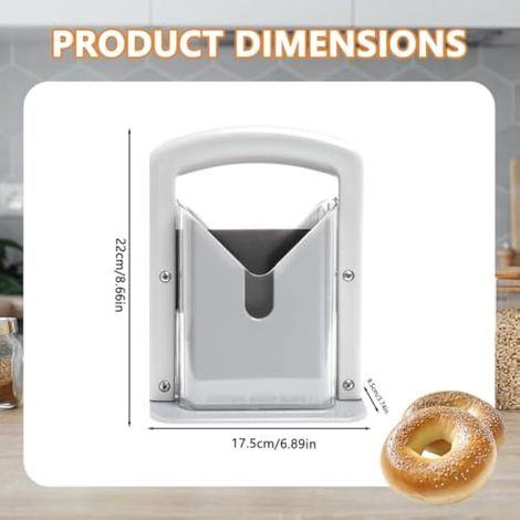 Trancheuse et coupe-bagel, outil de coupe de bagel sr avec lame en acier au carbone, support de bagel en plastique pour tranches uniformes, coupe-pain compact pour le petit déjeuner, la cuisine et la (1/4)