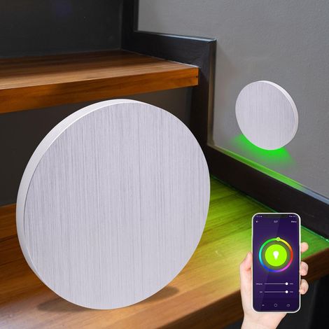 LED Treppenleuchte rund Alu-gebürstet - Lichtfarbe: Smart Tuya RGB CCT 3W - Lichtaustritt: Kato
