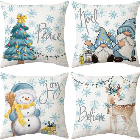 Lot de 4 Housse de Coussin Moderne 45x 45cm, Noël Taies d'oreiller Canapé, Taie d'oreiller Chaise (1/5)