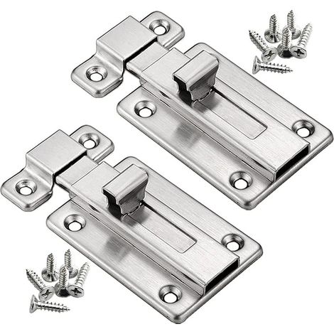 (L) Lot de 2 verrous de porte en acier inoxydable pour salle de bain