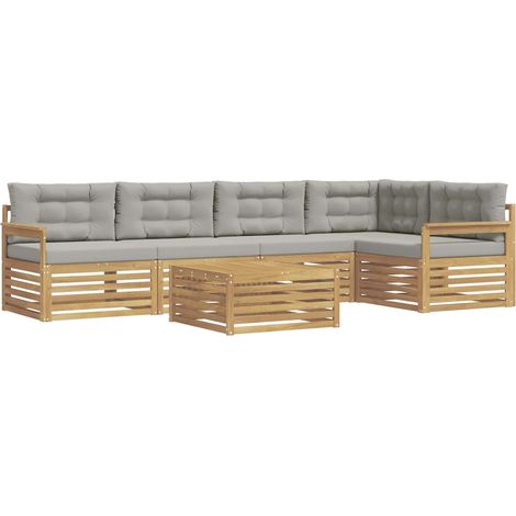 Outdoor Sofa Set 6 pcs White and Light Grey Polyester vidaXL (1/5)