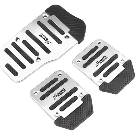 3 Pièces Universal Pédales De Voiture, Antiderapant Pédales D'accélérateur De Frein D'embrayage Repose-Pieds Kit, Transmission Manuelle De Voiture Pédale Pour Toutes Les Voitures(Argent)