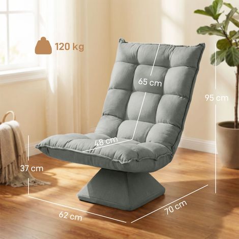 Fauteuil de lecture inclinable pivotant, 62 cm x 70 cm x 95 cm, gris clair (1/5)