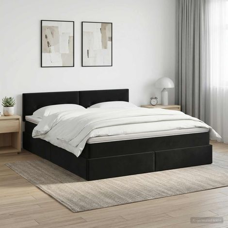 Letto con Contenitore con testiera Nero 180 x 200 cm Velluto vidaXL (1/5)