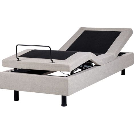Lit Simple Moderne Ajustable avec Télécommande Réglable Électriquement 80 x 200 cm Sans Tête de Lit Polyester Beige Duke