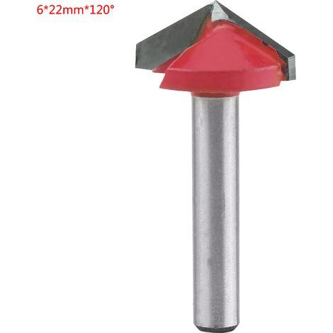 CNC-Fräser aus Wolframstahl für Holz, geschärftes V-Nut-Schneidwerkzeug, 6 mm Schaft (6 x 22 mm, 120° Winkel) (1/2)