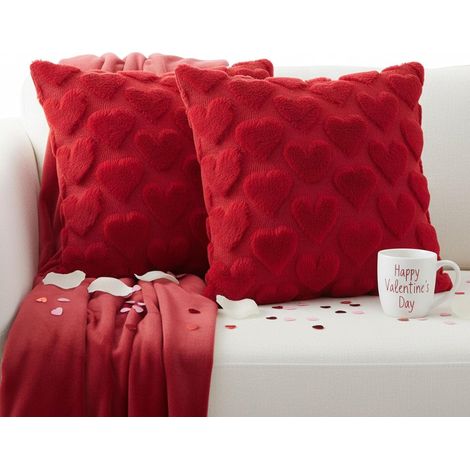 Lot de 2 housses de coussin décoratives douces pour la Saint-Valentin, 45 x 45 cm, pour chambre à coucher, canapé, décorations festives (1/5)