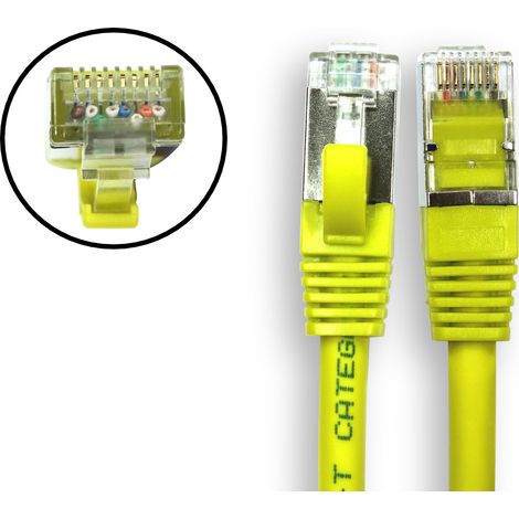 Câble cat 8 catégorie 8 S/FTP RS PRO, Jaune, 3m LSZH Avec connecteur Droit LSZH ( Prix pour 1 )