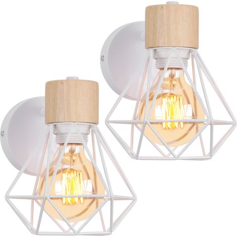 2PCS Applique Murale Rétro 15CM Lampe Murale Moderne Applique Murale D'Intérieur En Métal, Angle Réglable, Blanc, Pour Chambre À Coucher, Bureau, E27