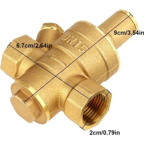 Druckregler aus Messing, DN15, 20 mm Gewinde, G 1,6 MPa, einstellbarer Wasserdruckminderer mit Manometer (1/4)